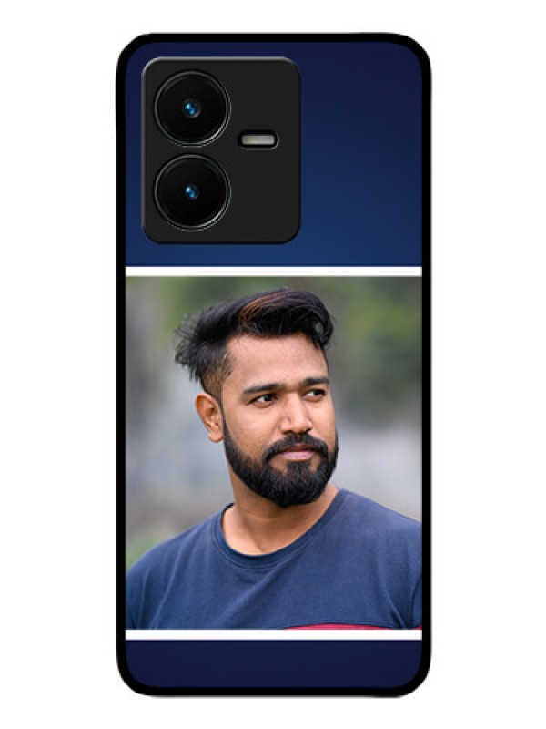 Custom Vivo Y22 Personalized Glass Phone Case - Simple Royal Blue Design