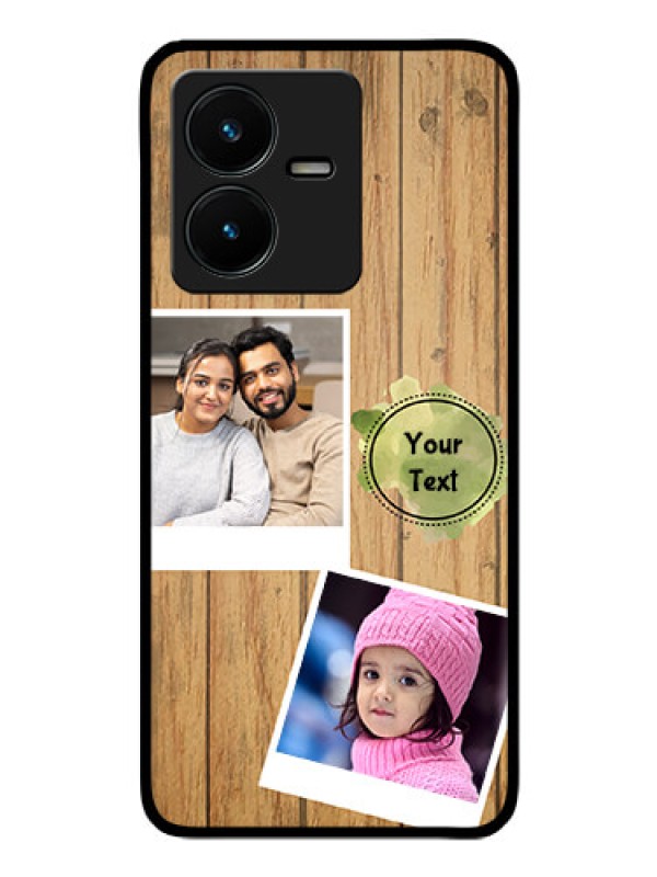 Custom Vivo Y22 Custom Glass Phone Case - Wooden Texture Design