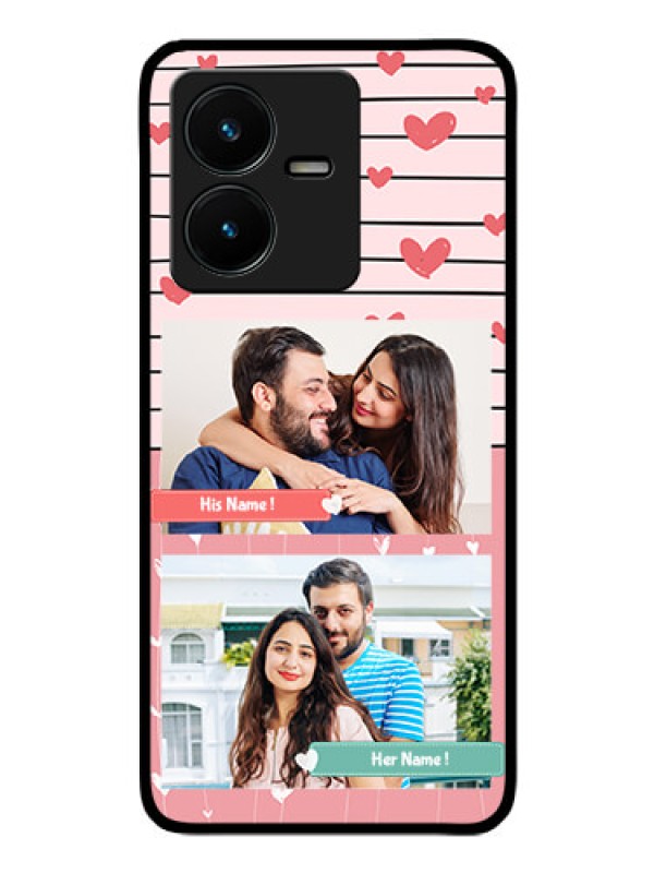 Custom Vivo Y22 Custom Glass Mobile Case - Photo with Heart Design