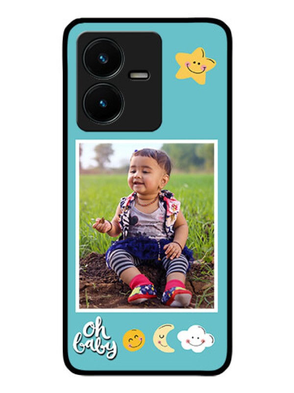 Custom Vivo Y22 Personalized Glass Phone Case - Smiley Kids Stars Design