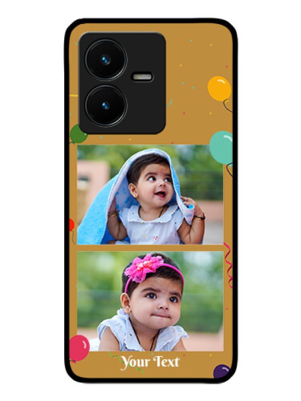 Custom Vivo Y22 Personalized Glass Phone Case - Image Holder with Birthday Celebrations Design