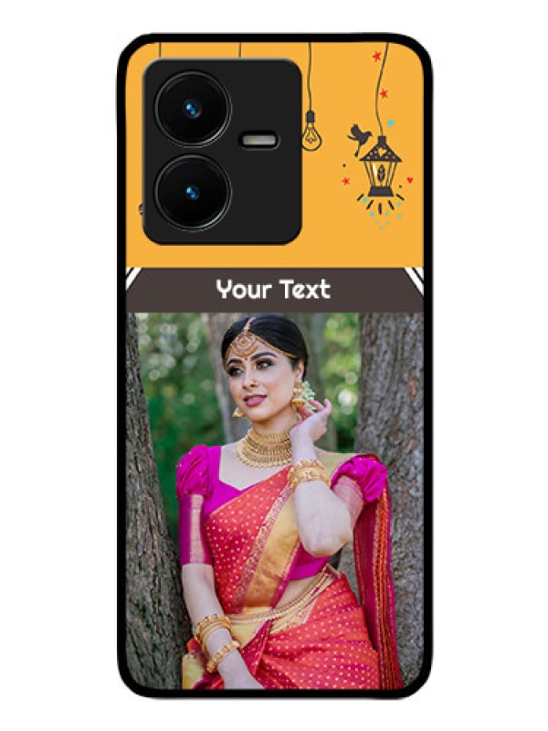 Custom Vivo Y22 Custom Glass Mobile Case - with Family Picture and Icons