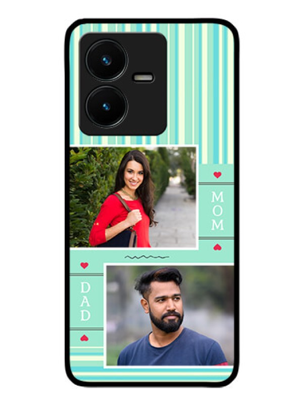 Custom Vivo Y22 Custom Glass Phone Case - Mom & Dad Pic Design