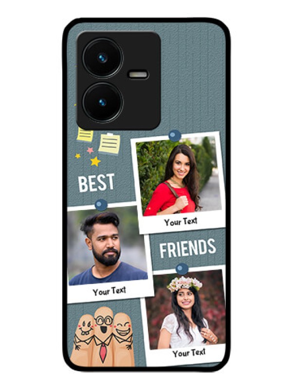 Custom Vivo Y22 Personalized Glass Phone Case - Sticky Frames and Friendship Design