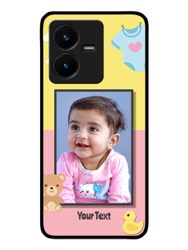Custom Vivo Y22 Photo Printing on Glass Case - Kids 2 Color Design