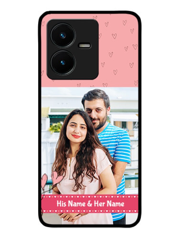 Custom Vivo Y22 Personalized Glass Phone Case - Love Design Peach Color