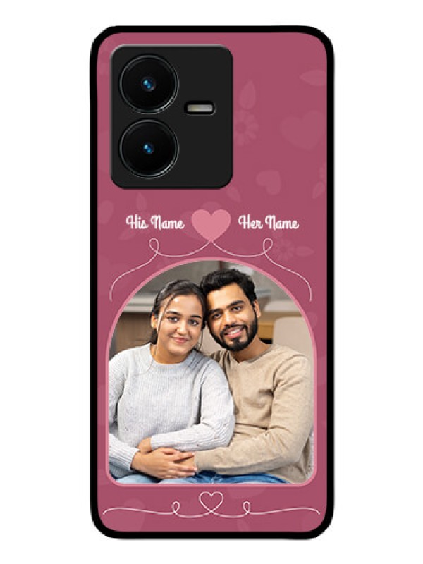 Custom Vivo Y22 Photo Printing on Glass Case - Love Floral Design