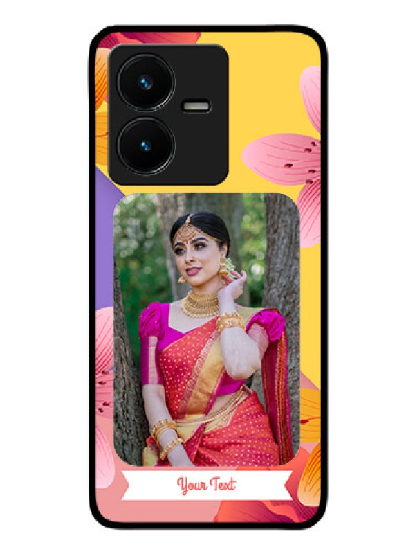 Custom Vivo Y22 Custom Glass Mobile Case - 3 Image With Vintage Floral Design