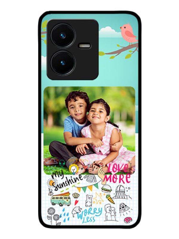 Custom Vivo Y22 Photo Printing on Glass Case - Doodle love Design