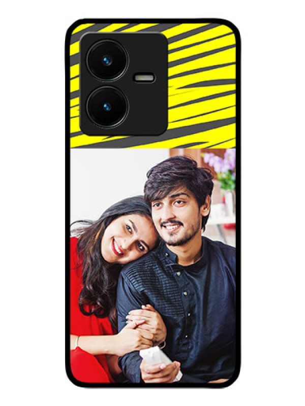 Custom Vivo Y22 Photo Printing on Glass Case - Yellow Abstract Design