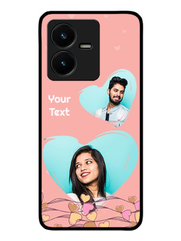 Custom Vivo Y22 Custom Glass Mobile Case - Love Doodle Design