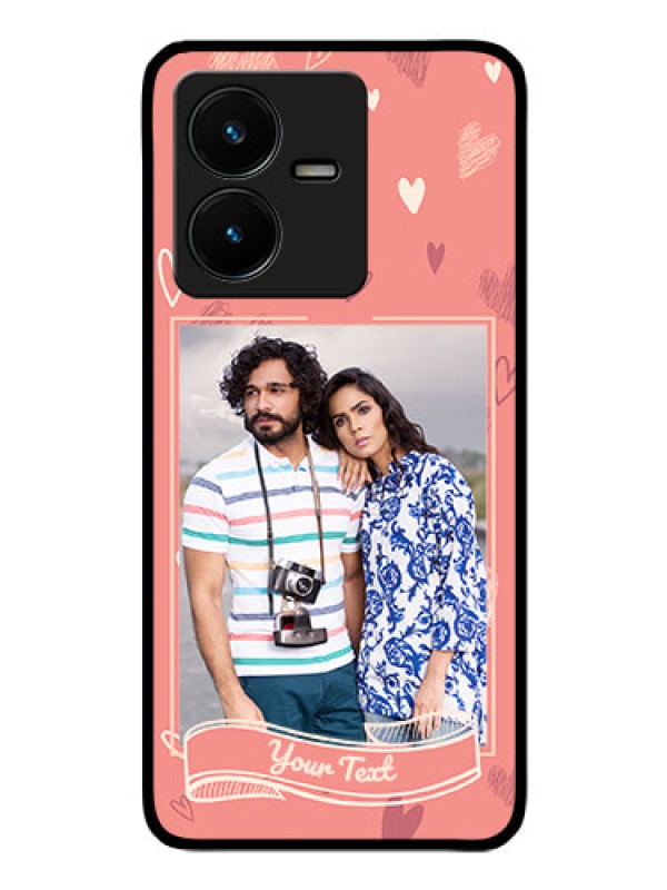 Custom Vivo Y22 Custom Glass Phone Case - Love doodle art Design