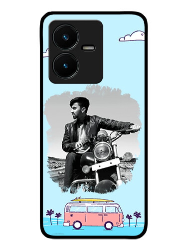 Custom Vivo Y22 Photo Printing on Glass Case - Travel & Adventure Design