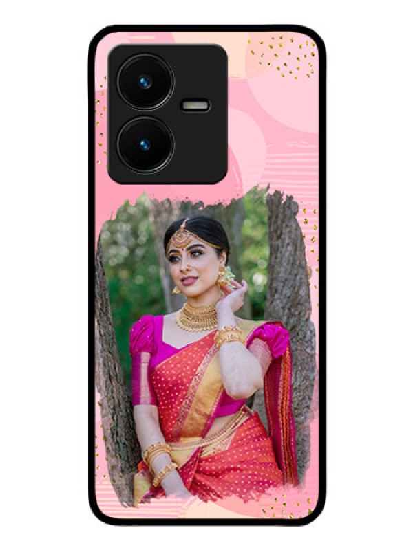 Custom Vivo Y22 Personalized Glass Phone Case - Gold Glitter Splash Design