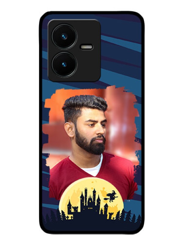 Custom Vivo Y22 Photo Printing on Glass Case - Halloween Witch Design
