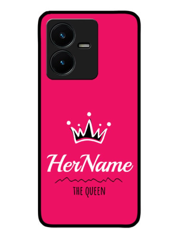 Custom Vivo Y22 Glass Phone Case Queen with Name