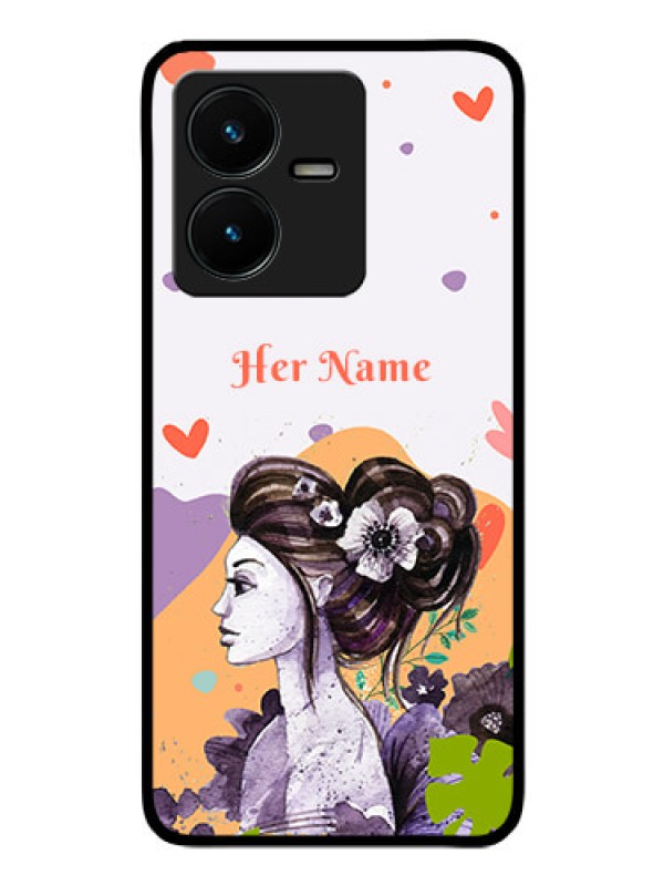 Custom Vivo Y22 Personalized Glass Phone Case - Woman And Nature Design