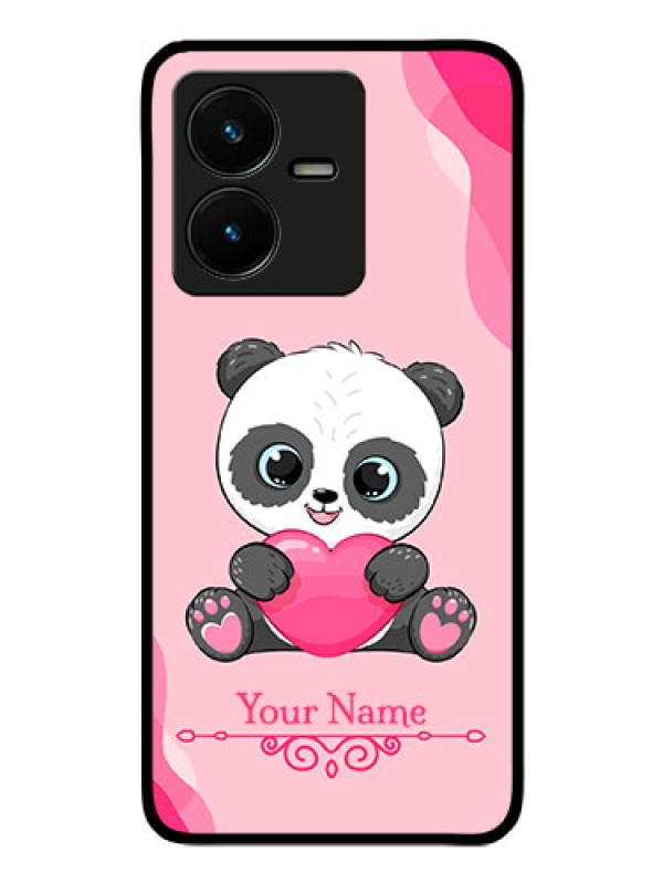 Custom Vivo Y22 Custom Glass Mobile Case - Cute Panda Design