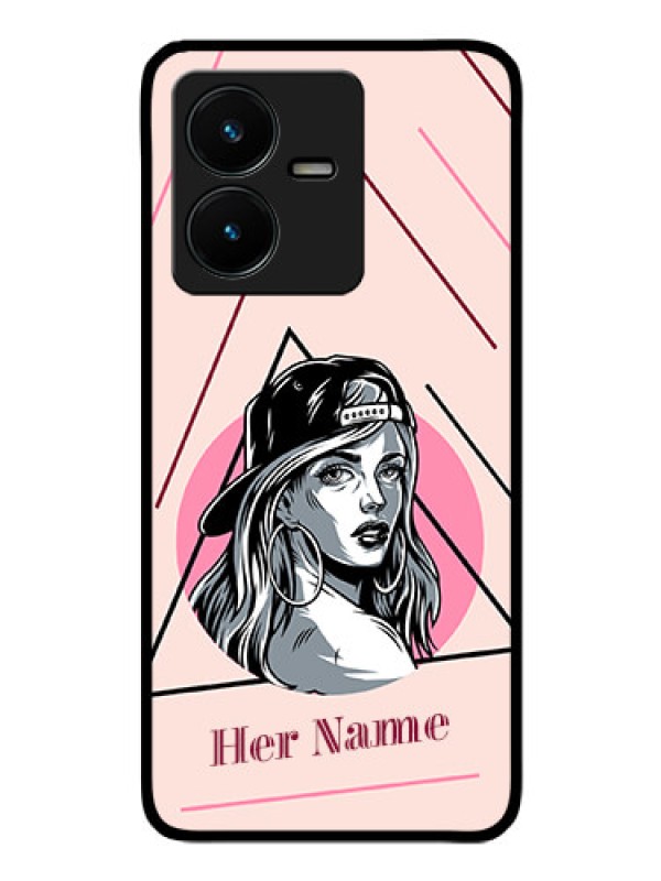 Custom Vivo Y22 Personalized Glass Phone Case - Rockstar Girl Design