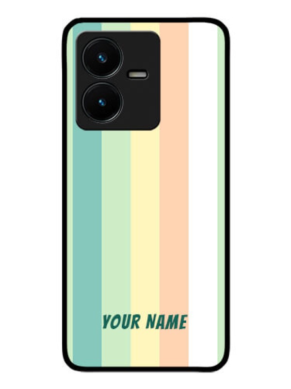 Custom Vivo Y22 Photo Printing on Glass Case - Multi-colour Stripes Design
