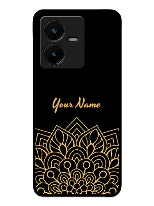 Custom Vivo Y22 Custom Glass Phone Case - Golden mandala Design