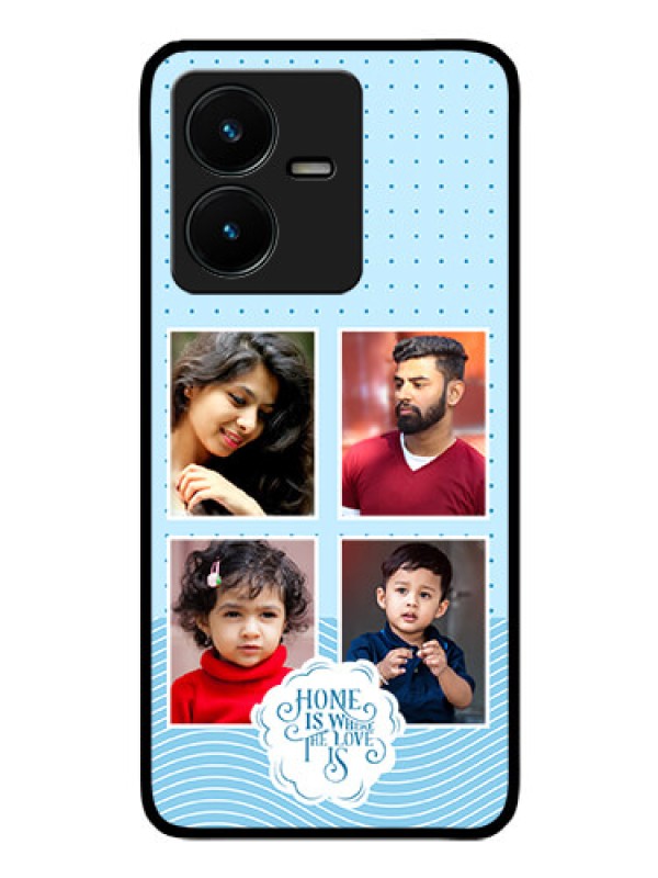 Custom Vivo Y22 Custom Glass Phone Case - Cute love quote with 4 pic upload Design