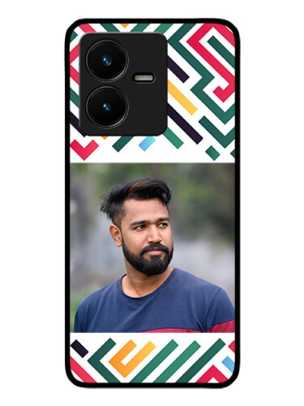 Custom Vivo Y22 Personalized Glass Phone Case - Colorful Maze Pattern Design