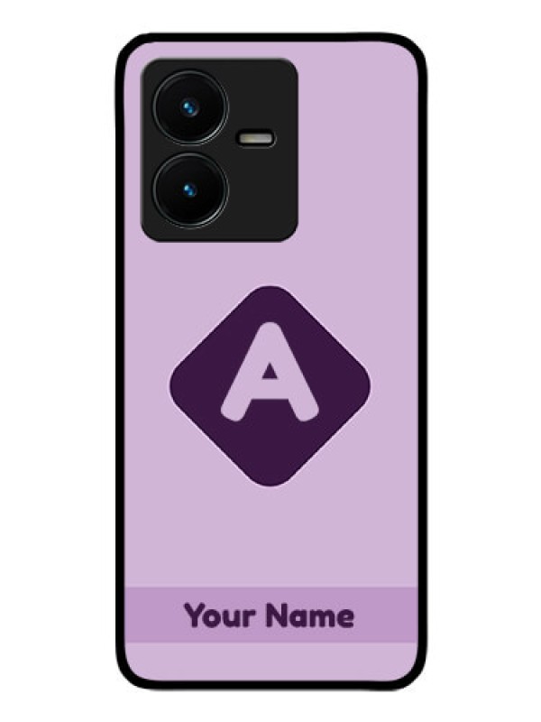 Custom Vivo Y22 Custom Glass Mobile Case - Custom Letter in curved badge Design