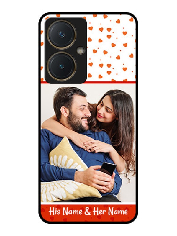 Custom Vivo Y27 Custom Glass Phone Case - Orange Love Symbol Design