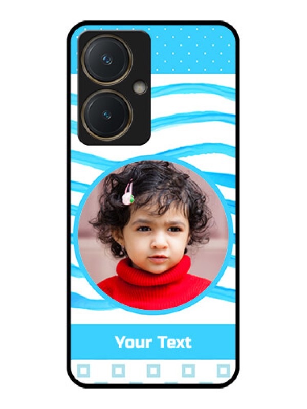 Custom Vivo Y27 Custom Glass Phone Case - Simple Blue Case Design