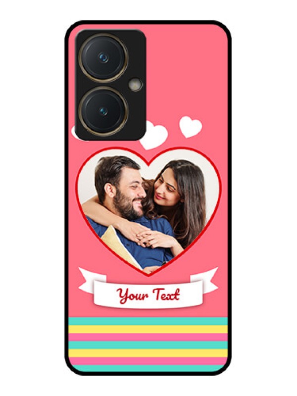 Custom Vivo Y27 Custom Glass Phone Case - Love Shapes Doodle Design