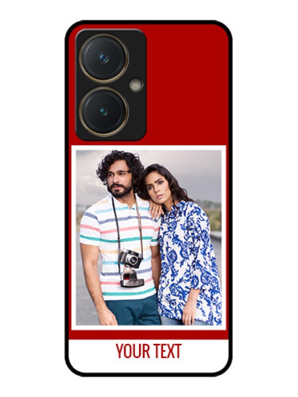 Custom Vivo Y27 Custom Glass Phone Case - Red Color Design