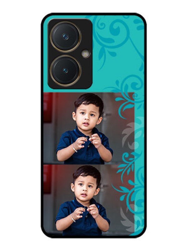 Custom Vivo Y27 Custom Glass Phone Case - With Photo And Green Floral Design