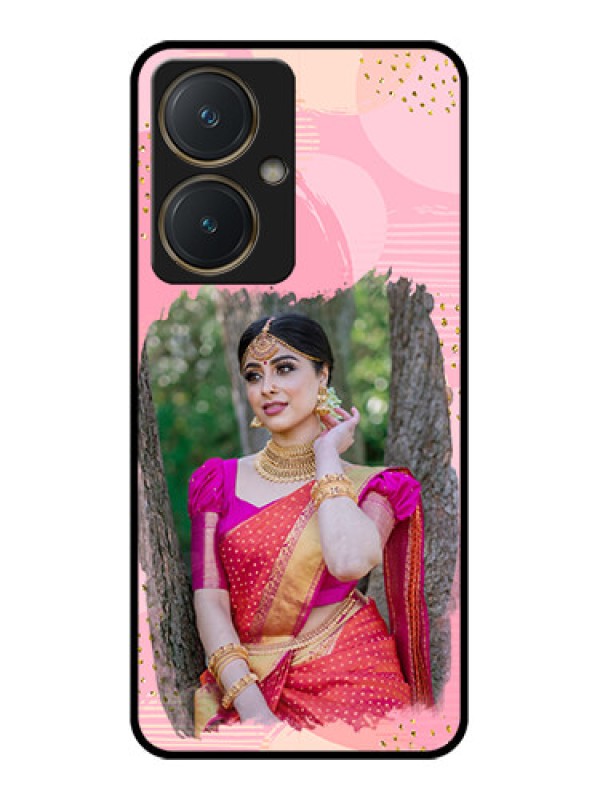 Custom Vivo Y27 Custom Glass Phone Case - Gold Glitter Splash Design