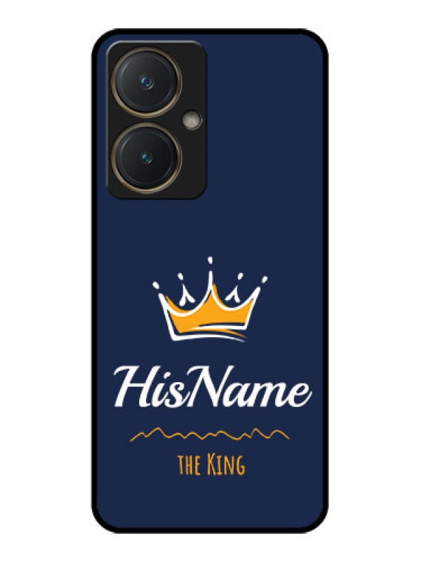 Custom Vivo Y27 Custom Glass Phone Case - King With Name Design