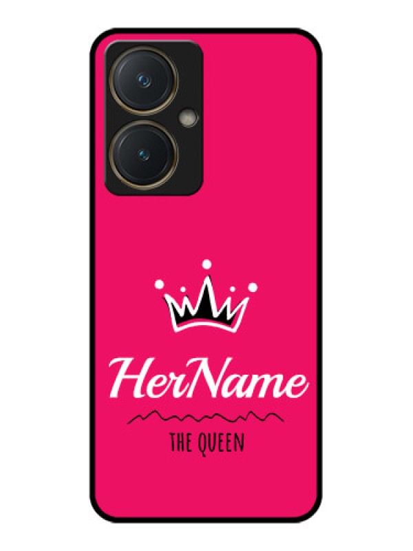 Custom Vivo Y27 Custom Glass Phone Case - Queen With Name Design