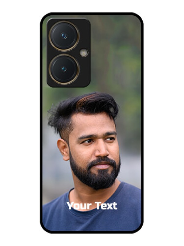 Custom Vivo Y27 Custom Glass Phone Case - Photo With Text Design