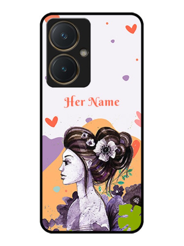 Custom Vivo Y27 Custom Glass Phone Case - Woman And Nature Design
