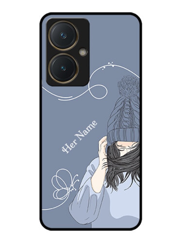 Custom Vivo Y27 Custom Glass Phone Case - Girl In Winter Outfit Design