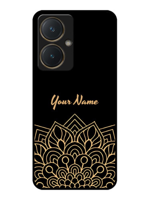 Custom Vivo Y27 Custom Glass Phone Case - Golden Mandala Design
