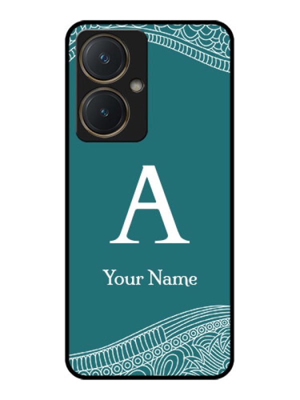 Custom Vivo Y27 Custom Glass Phone Case - Line Art Pattern With Custom Name Design