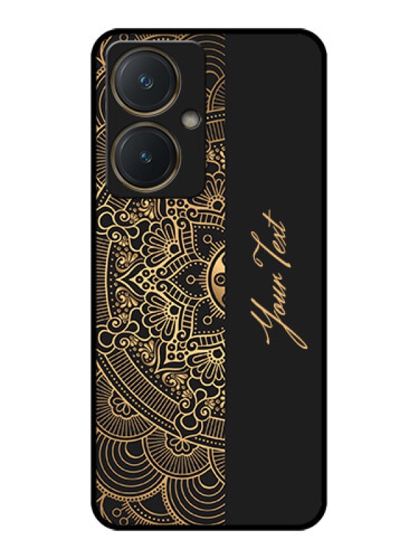 Custom Vivo Y27 Custom Glass Phone Case - Mandala Art With Custom Text Design