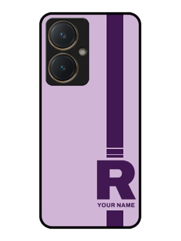 Custom Vivo Y27 Custom Glass Phone Case - Simple Dual Tone Stripe With Name Design