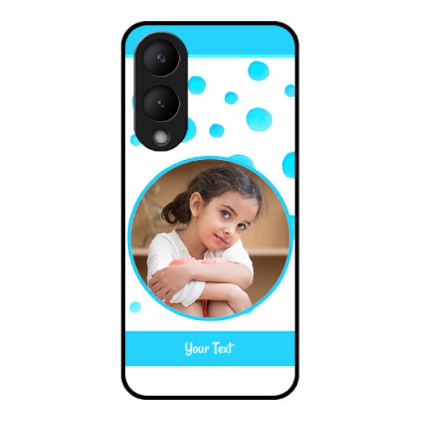 Vivo Y28 5G Custom Glass Phone Case - Blue Bubbles Pattern Design Vivo Y28 5G Custom Glass Phone Case - Blue Bubbles Pattern Design