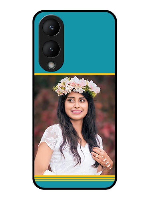 Custom Vivo Y28 5G Custom Glass Phone Case - Yellow & Blue Design