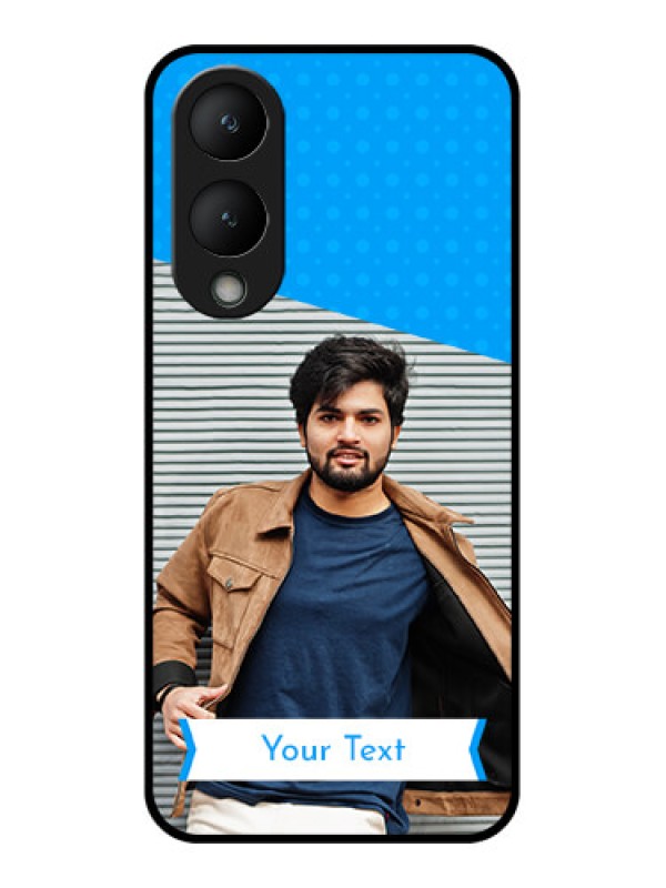 Custom Vivo Y28 5G Custom Glass Phone Case - Simple Blue Color Design