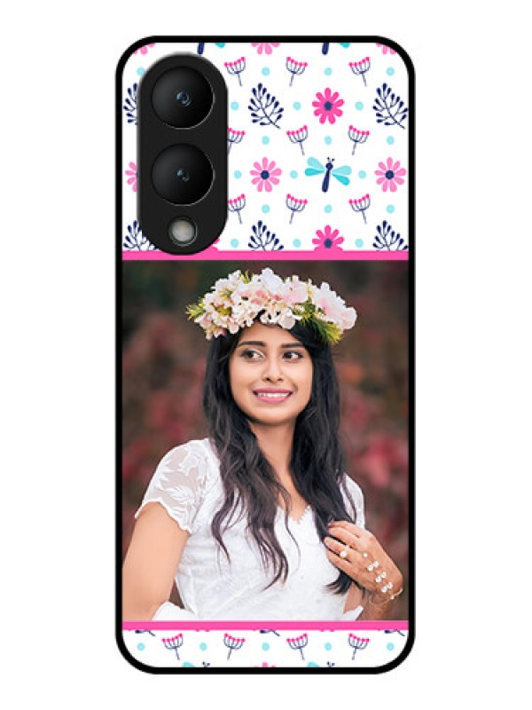 Custom Vivo Y28 5G Custom Glass Phone Case - Colorful Flower Design