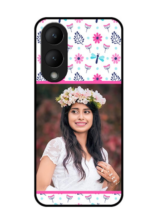 Vivo Y28 5G Custom Glass Phone Case - Colorful Flower Design