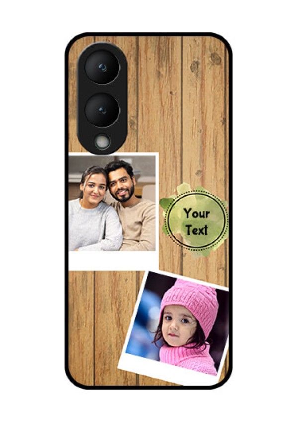Vivo Y28 5G Custom Glass Phone Case - Wooden Texture Design