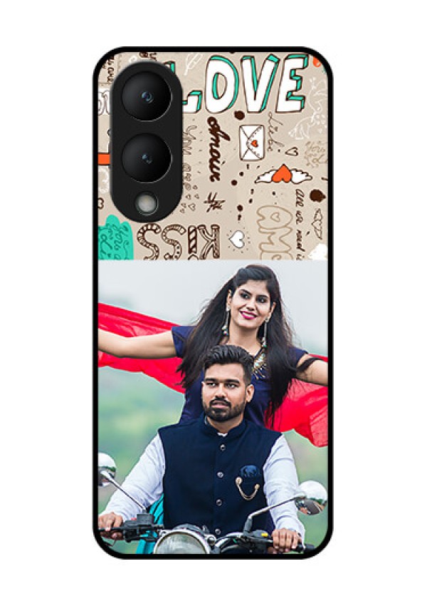 Vivo Y28 5G Custom Glass Phone Case - Love Doodle Pattern